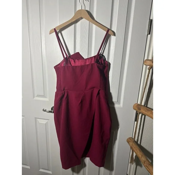 City Chic Curvy Sassy V Dress Elegant Party Event Wedding Plus Sexy Wine Red 12 - Picture 3 of 8